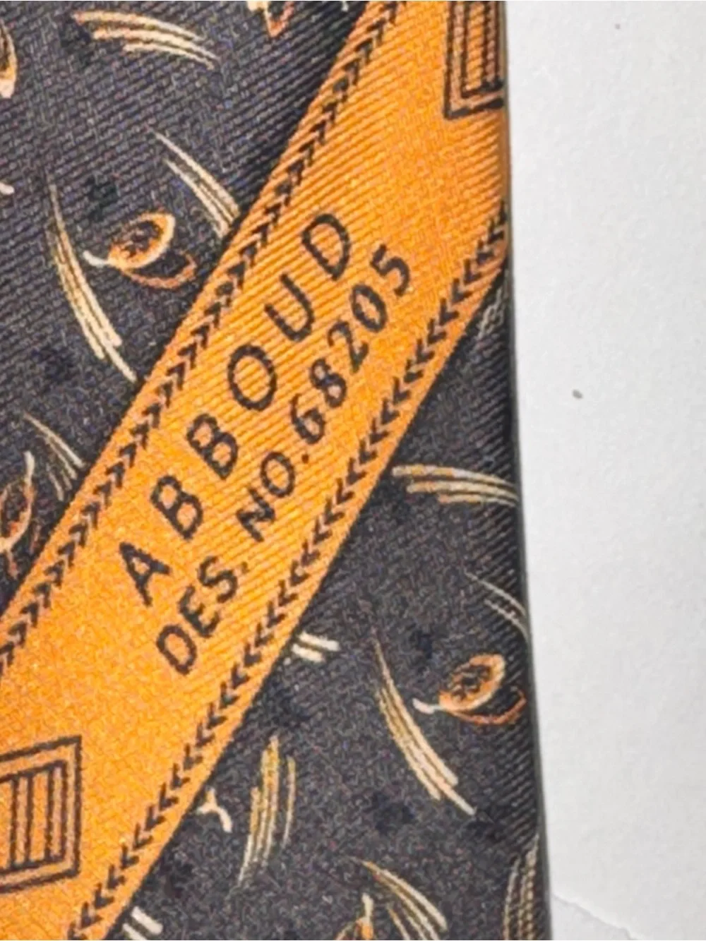 Joseph Abboud Men’s Necktie Gray Silk Tie with Gold and Olive Motif